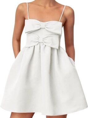 NWT Yousify Womens Cute mini Bow Dresses Spaghetti Strap Elegant Babydoll (my16)
